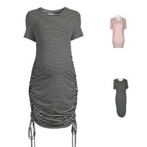 Destination Maternity Ruched Bodycon Short Sleeves 3-PACK Dress Size Large